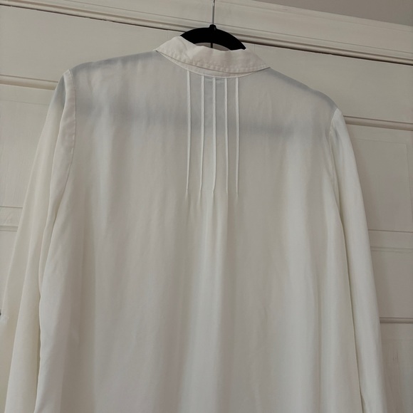 Soft Surroundings White Pintucked Pleated Button Up Collared Blouse Size Large - Picture 9 of 12